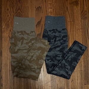 NVGTN Camouflage Leggings Set in Brown and Gray Size M
